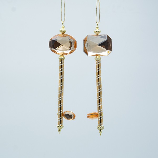 LLAVE DE PLÁSTICO, DORADA CON GEMA DORADA, 2 DISEÑOS, 4,3X1,3X15,5CM