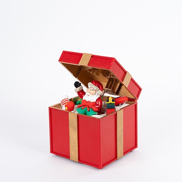 REGALO ABRIBLE CON PAPÁ NOEL, CON LUZ Y MOVIMIENTO, FUNCIONA A PILAS, 12,5X12,5X20CM