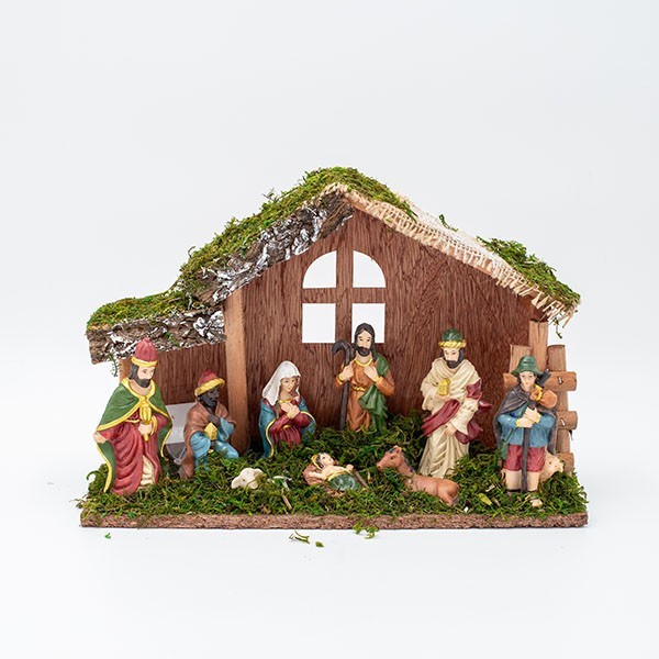 BELÉN CON 9 FIGURAS, 30X10X20CM