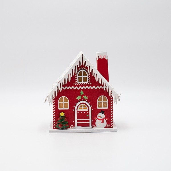 CASA DE PAPEL, ROJA, ILUMINADA, 13X9X15CM