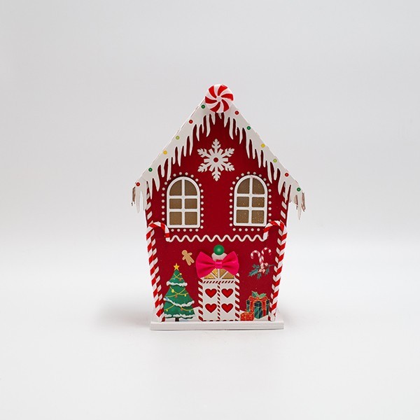 CASA DE PAPEL ROJA CON CARAMELOS, ILUMINADA, 15X10.5X21.5CM