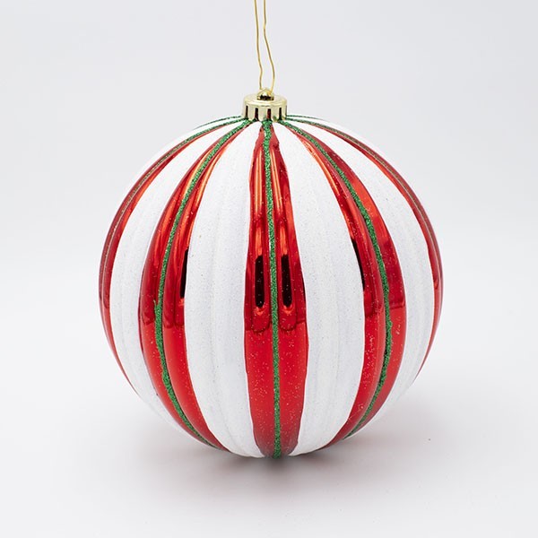 PELOTA DE PLÁSTICO, ROJA CON RAYAS BLANCAS Y VERDES, SET DE 2 PIEZAS, 20 CM