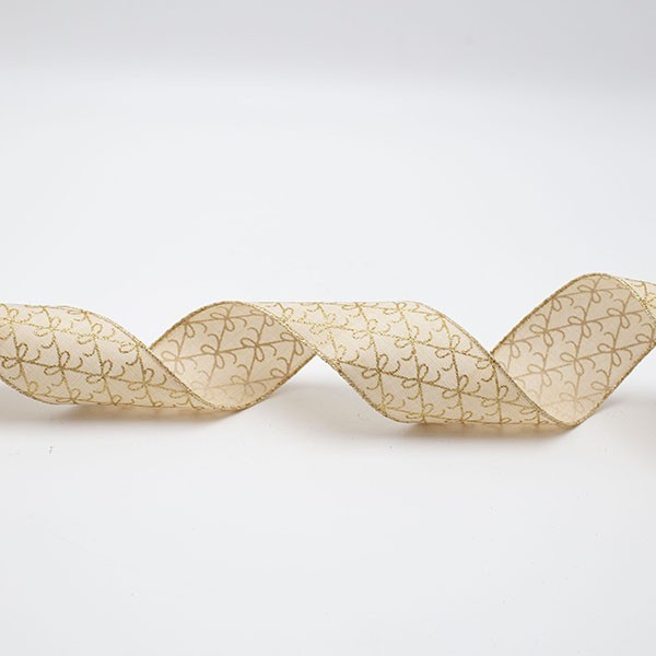 CINTA BEIGE CON LAZOS CHAMPÁN, 914X6,3CM