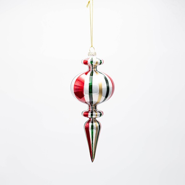 ADORNO DE VIDRIO, ROJO, VERDE, DORADO, 20 CM