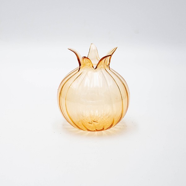 GRANADA DE VIDRIO, MIEL TRANSPARENTE, 9,8 CM