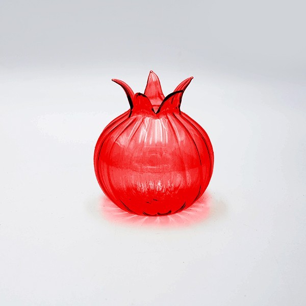 GRANADA DE VIDRIO, ROJO TRANSPARENTE, 9,8 CM