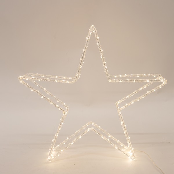 ESTRELLA ACRÍLICA, ADAPTADOR DE 3,5 V, 200 LED BLANCO CÁLIDO, CABLE DE 5 M, 100 X 15 X 97 CM, IP44