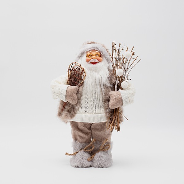PAPÁ NOEL, CON PELO BEIGE Y PATINES DE HIELO, 30 CM