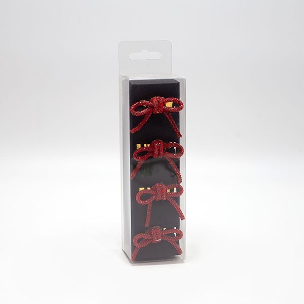 ANILLOS DE TOALLA, METAL, LAZO ROJO CON ESTRELLAS, SET DE 4 PIEZAS, 5X4X4,5CM