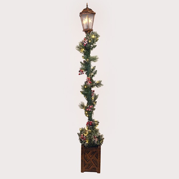 COLUMNA CON GUIRNALDA NAVIDEÑA, ILUMINADA, CON ADAPTADOR, 210CM