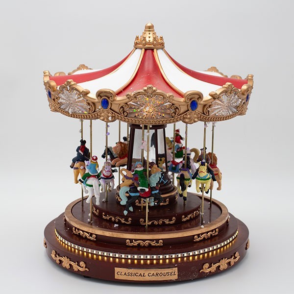 CARRUSEL MÁGICO, CON LUZ, MÚSICA Y MOVIMIENTO, CON TRANSFORMADOR, 30X30X33.3CM