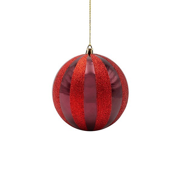 BOLAS DE PLÁSTICO COLOR BURDEOS CON PURPURINA ROJA, JUEGO DE 6 UNIDADES, 10 CM