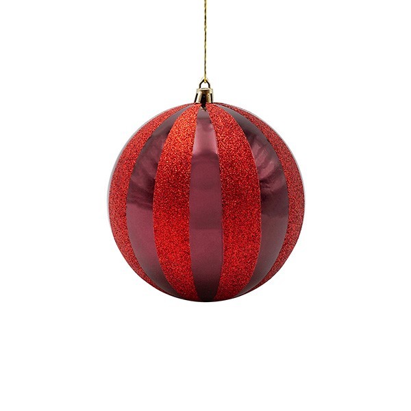 BOLAS DE PLÁSTICO COLOR BURDEOS CON PURPURINA ROJA, JUEGO DE 2 UNIDADES, 12 CM