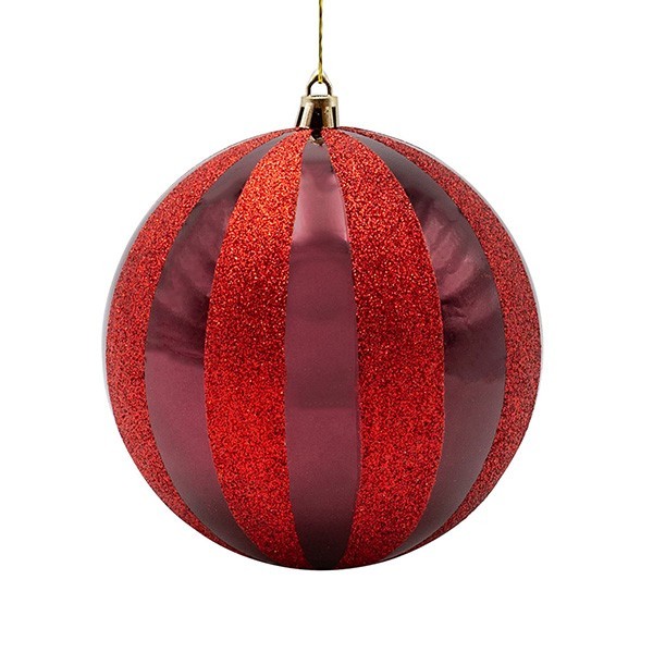 BOLAS DE PLÁSTICO COLOR BURDEOS CON PURPURINA ROJA, JUEGO DE 2 UNIDADES, 20 CM