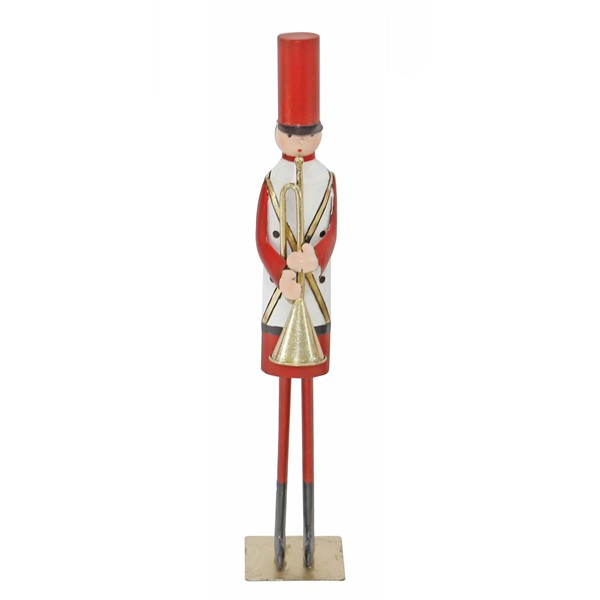 SOLDADO INGLÉS METÁLICO, CON TROMPETA, 60CM