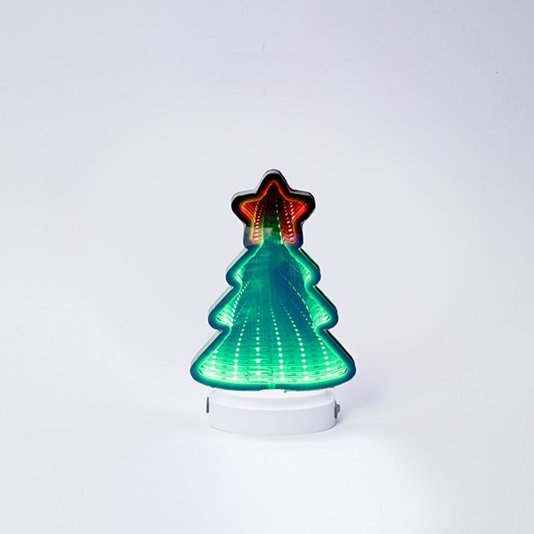  ÁRBOL CON ESTRELLA 20X12,5CM, ESPEJO DECORATIVO CON CINTA LED, CAJA DE PILAS 3XAAA, 35 LED, LED VERDE Y ROJO, IP20