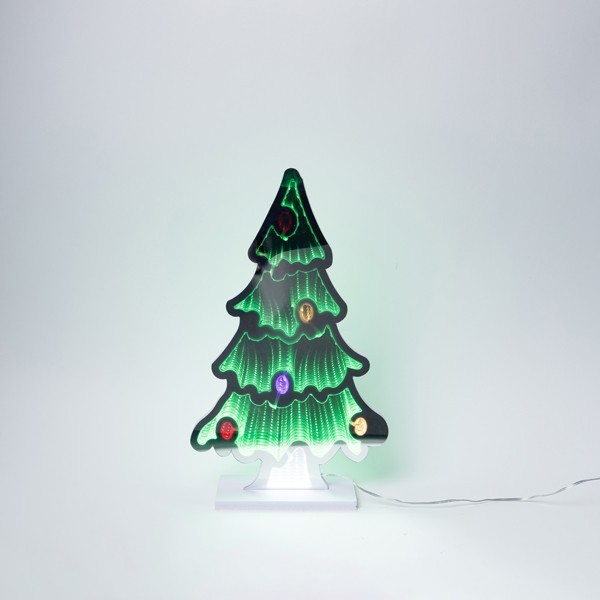ÁRBOL DE NAVIDAD 40X25CM, ESPEJO DECORATIVO CON CINTA LED, ADAPTADOR, 193 LED, MULTI LED, CABLE 3M, IP44