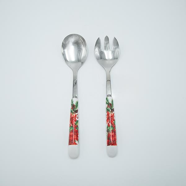 JUEGO DE CUCHARAS CON FLOR DE FLOR ROJO