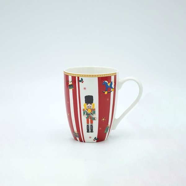 TAZA CON CASCANUECES Y RAYAS ROJAS, 350ML