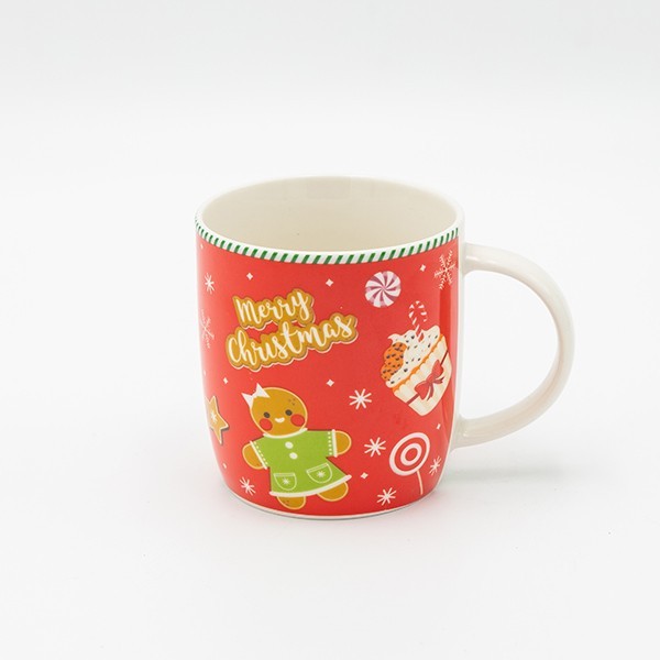 TAZA ROJA, CON GALLETA DE JENGIBRE, 350 ML