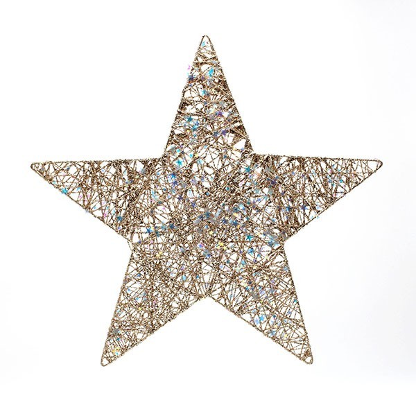 ESTRELLA CON HILO CHAMPÁN Y ESTRELLITAS IRIDISCENTES, 70CM
