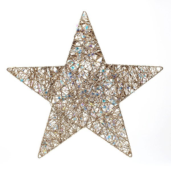 ESTRELLA CON HILO CHAMPÁN Y ESTRELLITAS IRIDISCENTES, 100CM