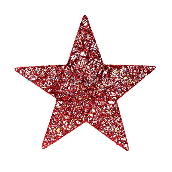 ESTRELLA CON HILO ROJO Y ESTRELLITAS IRIDISCENTES, 40CM