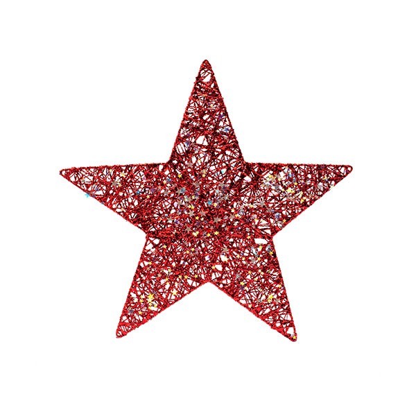 ESTRELLA CON HILO ROJO Y ESTRELLITAS IRIDISCENTES, 70CM