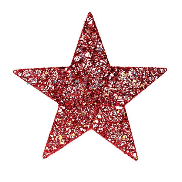 ESTRELLA CON HILO ROJO Y ESTRELLITAS IRIDISCENTES, 100CM