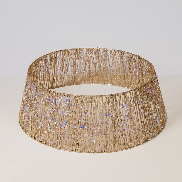 FALDA DE ÁRBOL CON HILO CHAMPÁN Y ESTRELLAS IRIDISCENTES, 60X20CM