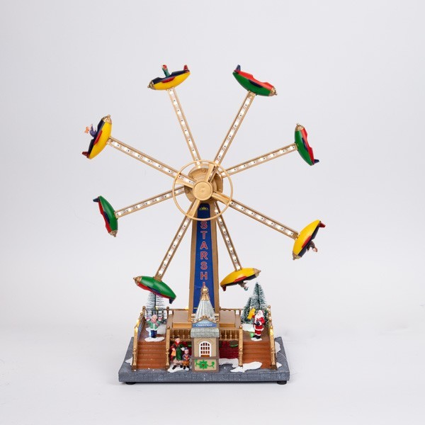 NORIA LUNA PARK CON AVIONES, CON MÚSICA, MOVIMIENTO Y LUZ, CON TRANSFORMADOR, 36,5X19X47,5CM