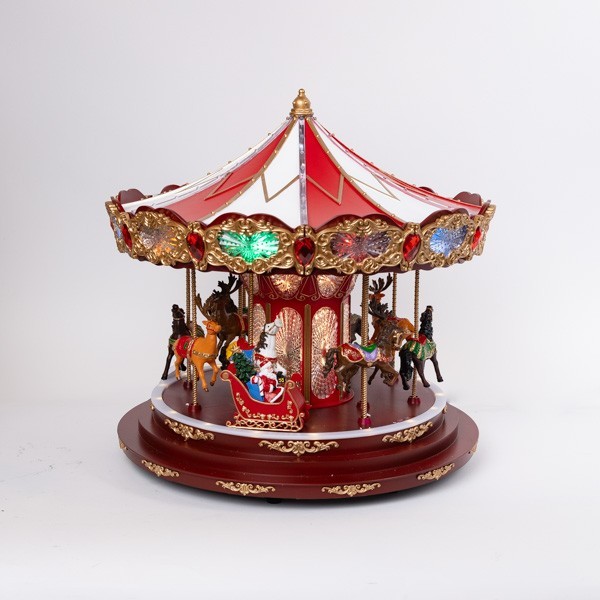 CARRUSEL DE LUJO, CON MÚSICA, MOVIMIENTO Y LUZ, CON TRANSFORMADOR, 42X44X44CM