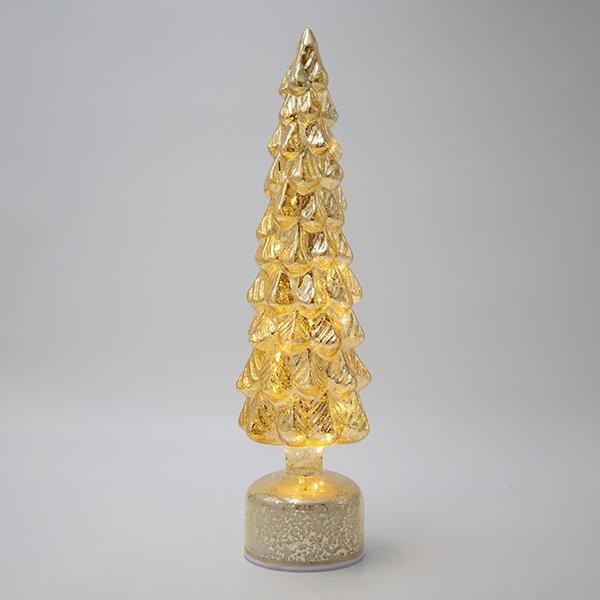 ÁRBOL ILUMINADO, CHAMPÁN, GIRATORIO, 9,8X9,8X39CM