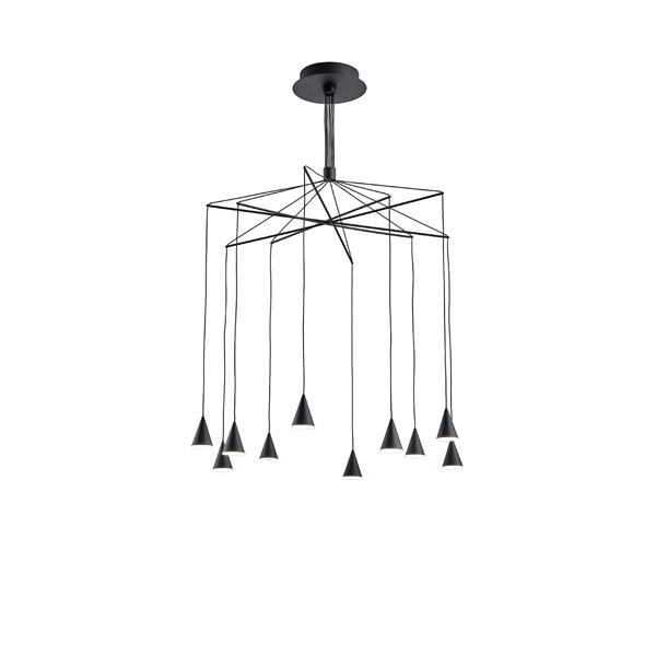 LÁMPARA DE TECHO COLGANTE LED 50W 3000lm 3000K Ø800x1200mm NEGRO ARTE ILLUMINA CAMPANELLE
