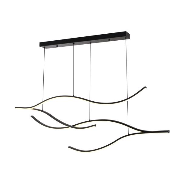 LÁMPARA DE TECHO COLGANTE ALUMINIO 30W 2260lm 3000K 30x1200x1450mm NEGRO ARTE ILLUMINA WAVES