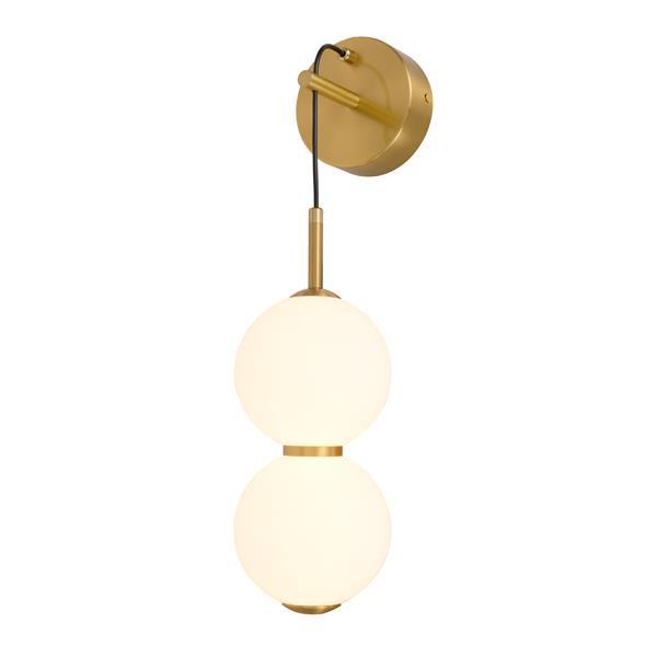 APLIQUE DE PARED METAL 9W 702lm 3000K 160 × 430mm LATÓN CON BLANCO OPAL ARTE ILLUMINA TREA
