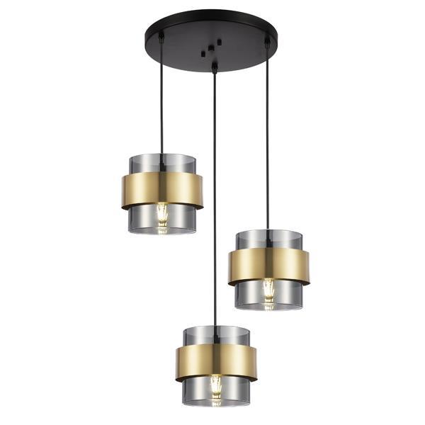 LÁMPARA COLGANTE 3 LUCES ROSETA 3xE27 MÁX. 15W MÁX. 15W 430x1215mm MÁX. 15W ORO NEGRO ARTE ILLUMINA RELIAC