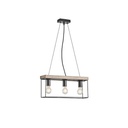 LÁMPARA DE TECHO COLGANTE MADERA-METAL 3 LUCES 3xE27 MAX 15W 480x125x1230mm NEGRO-MARRÓN ARTE ILLUMINA MULTIPLA