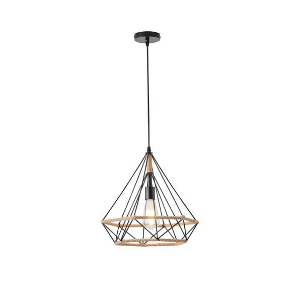 LÁMPARA DE TECHO COLGANTE CUERDA-METAL Ε27 MAX 15W 380x380x1450mm NEGRO-CAQUI ARTE ILLUMINA HELIOS