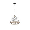 LÁMPARA DE TECHO COLGANTE CUERDA-METAL Ε27 MAX 15W 380x380x1450mm NEGRO-CAQUI ARTE ILLUMINA HELIOS