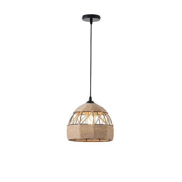 LÁMPARA DE TECHO COLGANTE CUERDA-METAL Ε27 MAX 15W 250x250x1290mm NEGRO-CAQUI ARTE ILLUMINA HELIOS