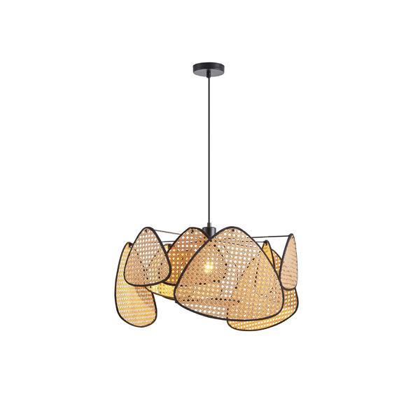 LÁMPARA DE TECHO COLGANTE RATÁN 1xE27 MAX 15W 390×1270mm MARRÓN-NEGRO ARTE ILLUMINA KAI