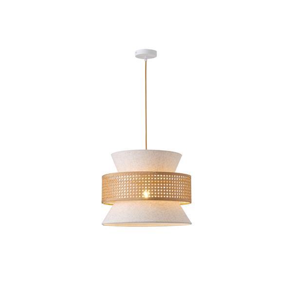 LÁMPARA DE TECHO COLGANTE TELA 1xE27 MAX15W 400x1310mm BEIGE-BLANCO MATE ARTE ILLUMINA ISLA
