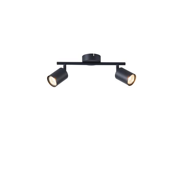 FOCO 2 LUCES METALIZADO 2xGU10 300x80x155mm NEGRO ARTE ILLUMINA OLYMP