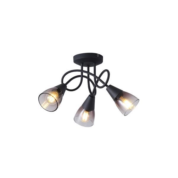 FOCO METÁLICO CON CRISTAL AHUMADO 3 LUCES 3xE14 MAX 7W D380xH185mm ARTE ILLUMINA CLASSY