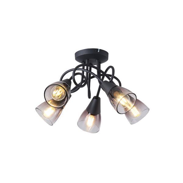 FOCO METÁLICO CON CRISTAL AHUMADO 5 LUCES 5xE14 MAX 7W D380xH185mm ARTE ILLUMINA CLASSY