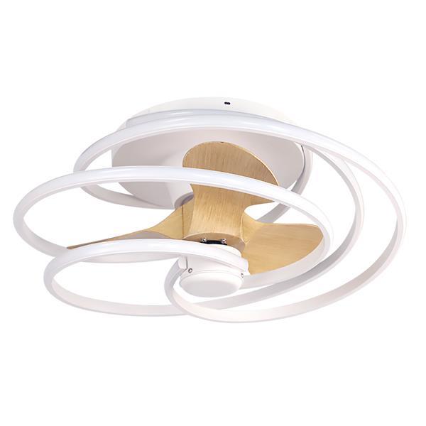 VENTILADOR DECORATIVO BLANCO Y MADERA CON LED Y CONTROL Ø68 DC 26W