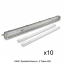 PANTALLA ESTANCA "DICHT" 2xTUBO LED 120cm PC 1263x108x90mm AIMUR (Pack 10 unidades) CON TUBO INCLUIDO 6500K