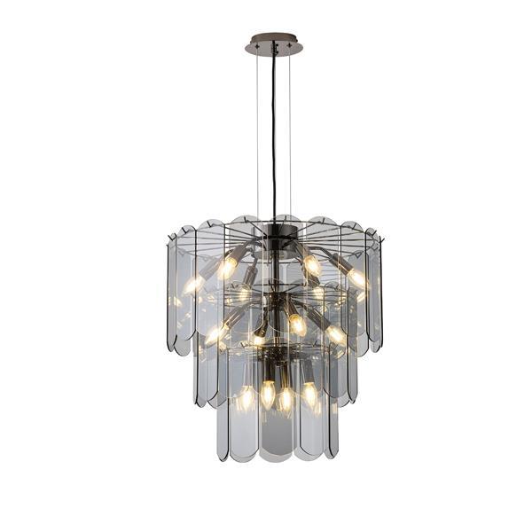 LÁMPARA DE TECHO COLGANTE METAL-VIDRIO 8xΕ14 Μax 8W Ø420x1500mm NEGRO ARTE ILLUMINA MIRA
