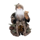 PAPÁ NOEL CON RÚSTICO MARRÓN TRAJE Y BÚHO, 45CM